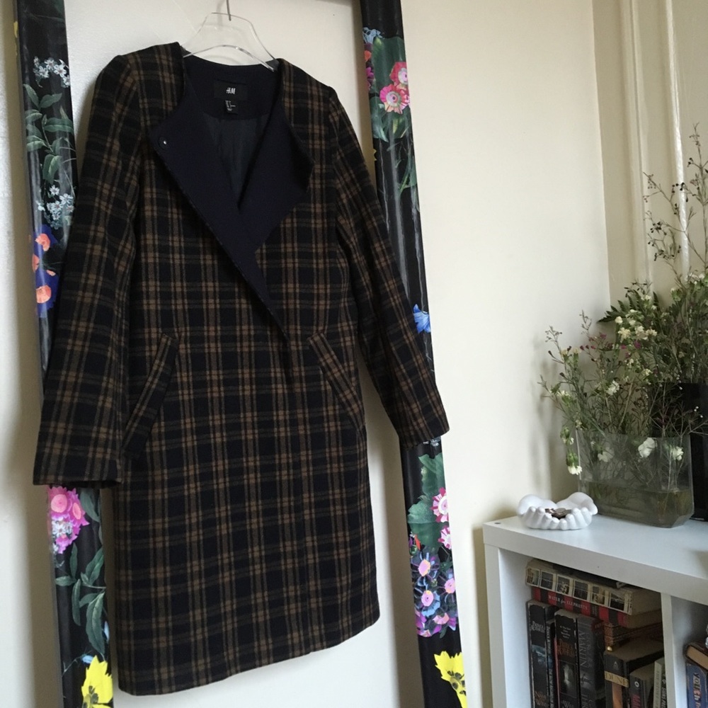 Dark Plaid Peacoat